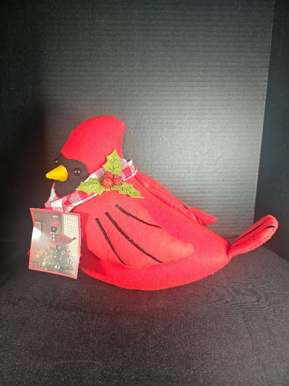 Holiday Time Red Felt Cardinal Bird Christmas Tree Topper Tabletop Accent